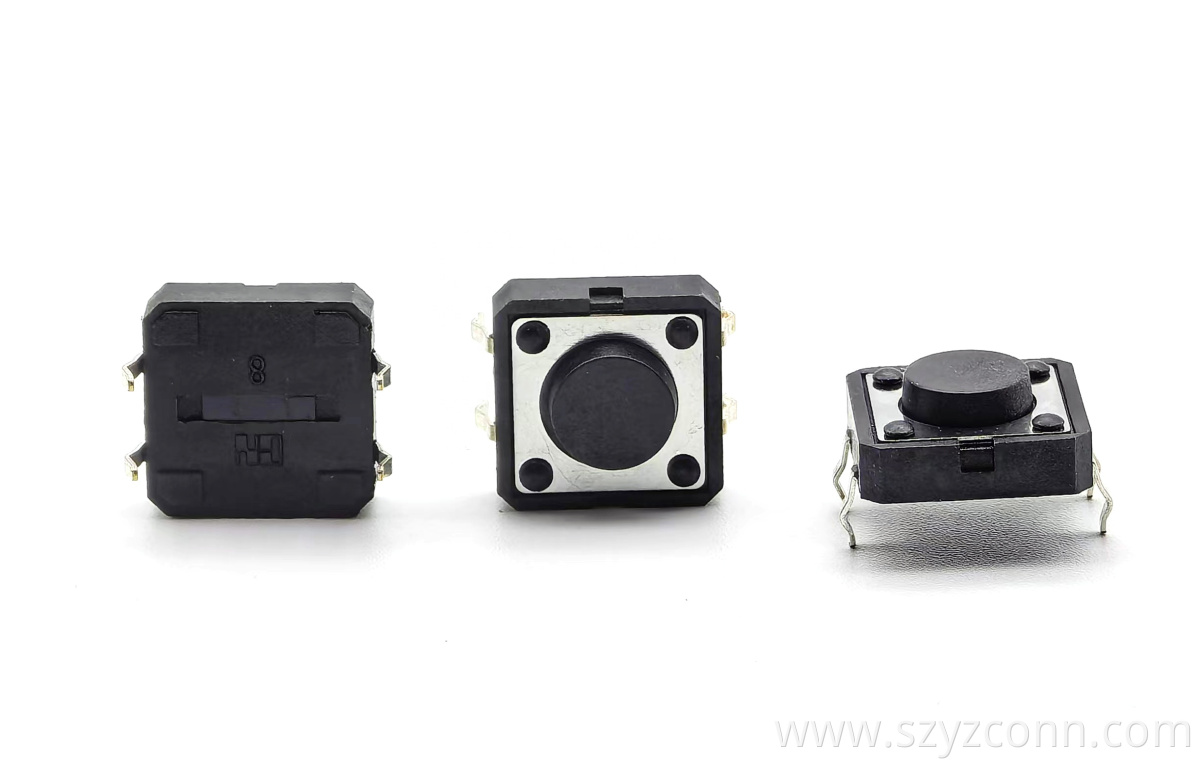 TACT SWITCH 12X12mm 4P H=5.0mm Black Handle DIP TACT SWITCH 12X12mm 4P H=5.0mm Black Handle DIP